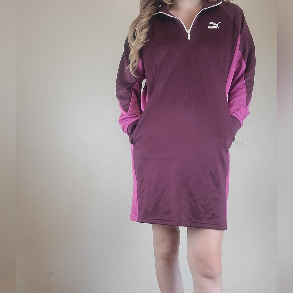 Puma Casual Comfy Sweatshirt Long Sleeve Dress Pink Purple Size S/P